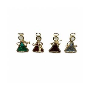 4 Vintage Angel Pendant Ornament Suncatcher GoldToned StainedGlass Music Artisan